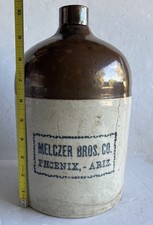 Antique ADV Stoneware Whiskey Jug MELCZER BROS. CO. Phoenix Arizona SEE PHOTOS picture