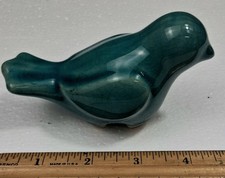 Vintage Bird Cracked Blue / Teal Glaze Ceramic Bird Fast Shipping picture