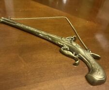 Vintage BRASS Pistol Gun Decorative Wall Hanging With Chain, 15” X 4 1/2” picture