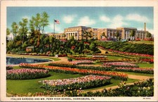 Italian Gardens Wm Penn High School Harrisburg PA Vintage Postcard 5P19-17 picture
