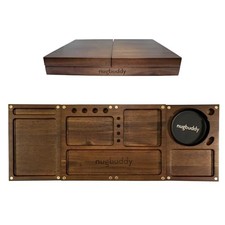 Wooden Rolling Tray 3 in 1 Folding Set w/ Magnetic Lid & Metal Tray picture
