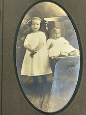 Antique Photograph Portrait Children Little Girl Baby Black & White Historical picture