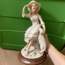 L Ligabue Italian FIGURINE OF A WOMAN HOLDING A LAMB Made In Italy *VERY HEAVY* picture