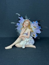 Vintage Seated Purple Fairy Pacific Giftware AM2631 Resin Statue Metal Wings picture