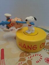 RARE DEPARTMENT 56 PEANUTS TUG A WAR LINUS SPINNING WITH SNOOPY CERAMIC FIGURE picture