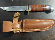 Rare Western Knife L48 Stamped J W/ Leather Handle & Sheath Beautiful See Desc picture
