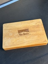 Vintage Marlboro Wood Poker Chip Case Set with Chips Cards Horseshu Casino Deck picture