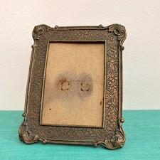 Antique French Mini Picture Frame Bronze Brass Metal Ornate Victorian picture