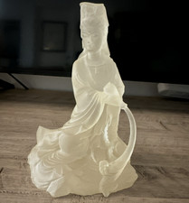 Vintage Frosted Lucite Resin Guan Yin Quan Yin Statue Buddhist Goddess Figurine picture