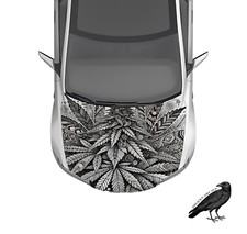 Cannabis Weed Trippy Hood Wrap Weatherproof Vinyl Car Decal 50