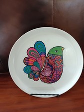 Vtg 1969 Deka Plastics Serving Tray, Multi-colored Bird picture