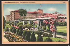 Ambassador Hotel Los Angeles c1930 Linen Postcard California Tichnor Art Company picture