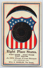Will H Wheeler the Grocer Right Place Stores Los Angeles CA Trade Card 2.5x4.25