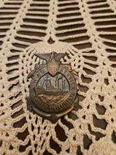 WWI US War Service Ship Building Worker's Badge with Eagle and Shield Numbered picture