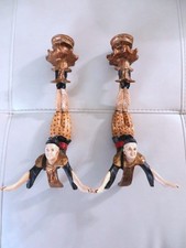 Vintage MCM matching pair CHINESE CIRCUS ACROBAT Candle Holders 7