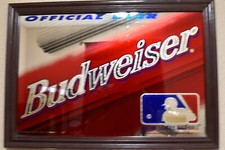RARE 1997 Baseball MLB  Budweiser Official Beer Wood Framed Mirror Advertising picture