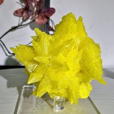 1.66lb Rare yellow sulfur quartz crystal mineral specimen picture