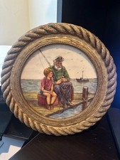 VINTAGE 1970's SCULPTURED ARTINI ENGRAVING HandPainted SIGNED NUMBERED FISHEMAN picture