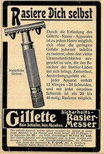 Advertisement Advertising 1907: GILLETTE - SHAVE YOURSELF 90x150mm picture
