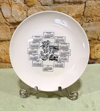 Vintage 1974 Calendar Collector Plate Covered Bridge Country Scene Black White picture