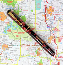 Vintage Conway Stewart 286 Fountain Pen, Red Marble with 14k gold nib, restored picture