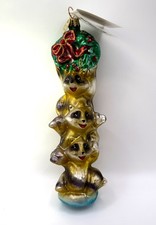 Vintage 2001 Christopher Radko Stack o Raccoons Glass Ornament w/ Tags picture