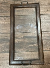 Vintage Repurposed Wooden Serving Tray Glass Bottom Centerpiece Farmhouse Decor picture