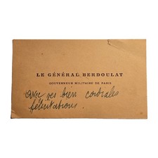 WWI French General Pierre Berdoulat Autograph Military Governor Paris 1919-23 picture