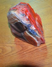 Large Vintage End‑of‑Day Slag Glass Chunk 3.6 lbs Blood Red & Brown Swirl GaRDEN picture