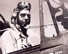 EVERETT CARL HARGREAVES SIGNED 8x10 PHOTO WWII NAVY FIGHTER ACE RARE BECKETT BAS picture