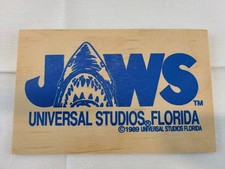 Vintage Universal Studios Jaws Souvenir Postcard Wooden Vandercraft 1989 Rare picture
