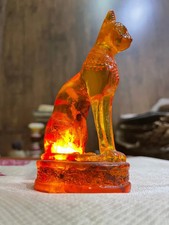 RARE ANCIENT EGYPTIAN ANTIQUE Statue Goddess Bastet Cat for Amber Stone Egypt BC picture