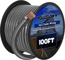 100 Ft 14/2 Duplex Trailer Wiring Brake Wire, 14 Awg Gray Cable picture