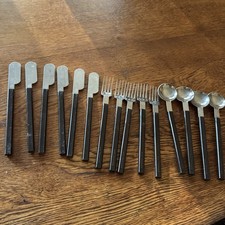 Vtg MCM Raymond Loewy AIR FRANCE Concorde Cutlery Forks Spoons Knives Set of 15 picture