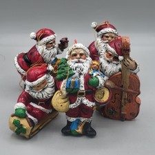Vintage Molded Plastic Santa Christmas Ornaments Old World Style Lot of 5 picture