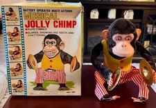 Vintage 1960’s Daishin Japan Jolly Chimp Toy w/ Box, Insert & Hang Tag WORKS picture