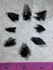 8 AUTHENTIC OBSIDIAN BIRD POINT ARROWHEAD ARTIFACTS 6 ROSE SPRING TYPES OREGON picture