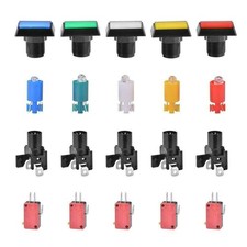 5Pcs Arcade Square Rectangle Buttons LED Push Illumilated w/ Microswitch ww picture