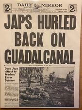 VINTAGE NEWSPAPER HEADLINE ~WORLD WAR 2 US BATTLE JAPANESE GUADALCANAL WWII 1942 picture