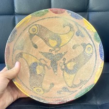 Wonderful Large Ancient Islamic Kashan Ceramic Glazed Pottery Bowl picture