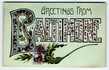 Greetings From Baltimore Maryland Postcard Large Letter 1909 Make In Germany picture