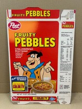 4 Post Fruity Pebbles Cereal Box 1984 Bedrock TV Bingo Color TV picture