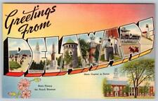 1940-50's GREETINGS FROM DELAWARE VINTAGE LARGE LETTER LINEN POSTCARD picture