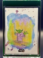 2025 Topps Star Wars Chrome Galaxy Yoda Sketch Debjit Kar Artist Auto picture