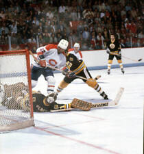 Montreal Canadiens Steve Shutt in action vs Boston Bruins goalie G - Old Photo picture