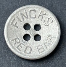 Vintage Fincks Red Bar Overall Button White Metal #1315 picture