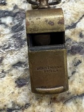 Antique Horstmann Phila Brass Escargot Whistle Chain Hook Military Style picture