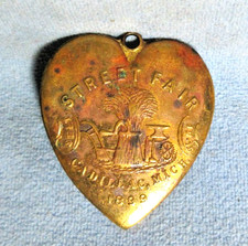 Antique 1899 Cadillac Michigan STREET FAIR Souvenir Heart Charm picture