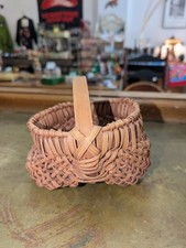 Antique Style Mini Woven Wood Splint Egg Basket Gods Eye Buttocks Appalachian picture