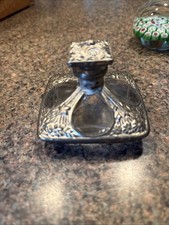 Vintage Glass With Metal Overlay Decorative Bottle Art Nouveau picture